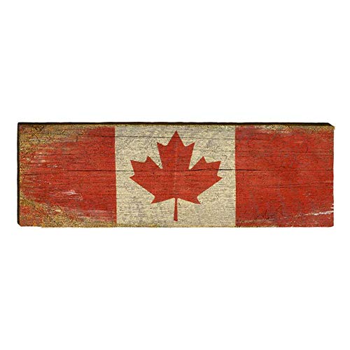 Canadian Flag, Canada Wooden Sign | Wall Art Print on Real Wood 