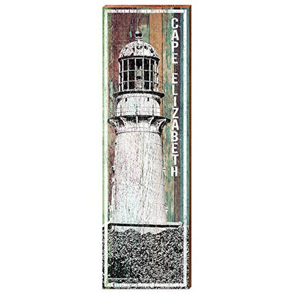 Cape Elizabeth, Maine Lighthouse Wooden Sign | Wall Art Print on Real Wood 