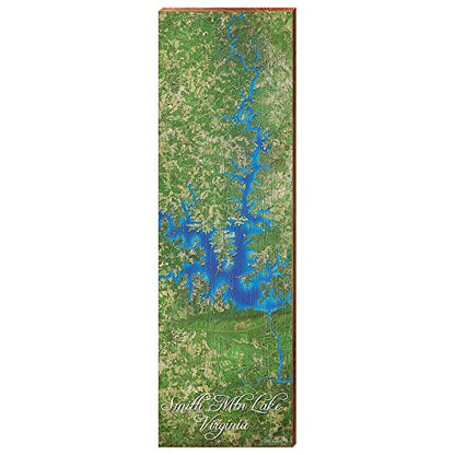 Smith Mtn Lake, Virginia Map Home Decor Art Print on Real Wood