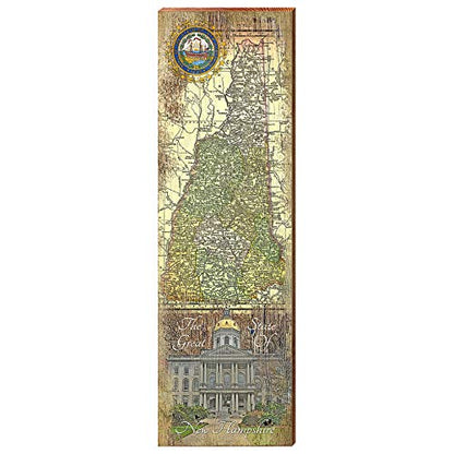 State of New Hampshire with Seal Home Decor Art Print on Real Wood