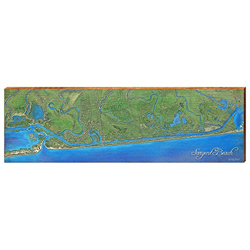 Sargent Beach Map Home Decor Art Print on Real Wood