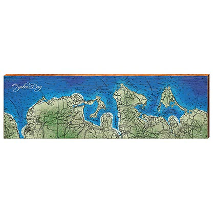 Oyster Bay Map Home Decor Art Print on Real Wood
