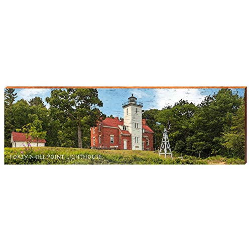 Forty Mile Point Lighthouse Home Decor Art Print on Real Wood