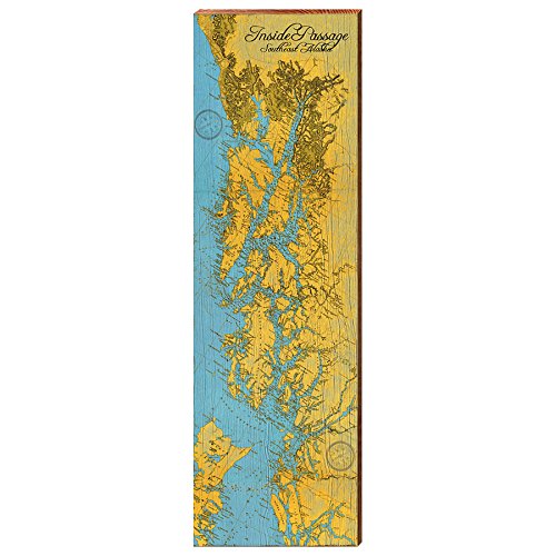 Southeast Alaska Inside Passage Map Wooden Sign | Wall Art Print on Real Wood