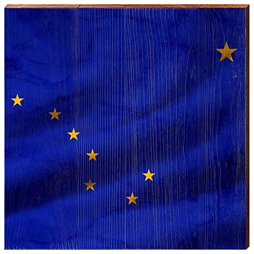 Alaska Flag Home Decor Art Print on Real Wood (18"x18"-Mill Wood Art