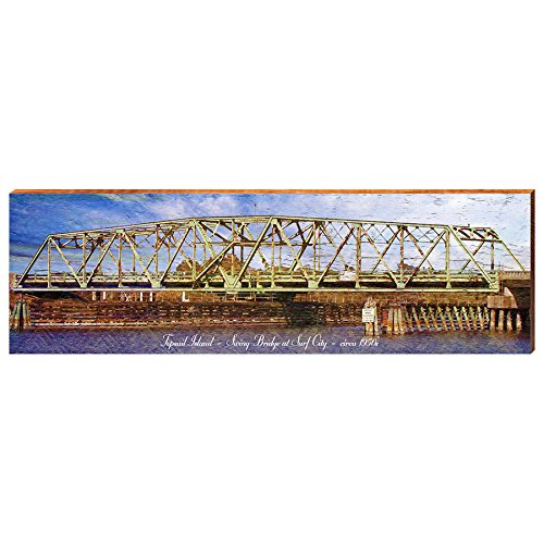 Topsail Island, NC Swing Bridge Home Decor Art Print on Real Wood