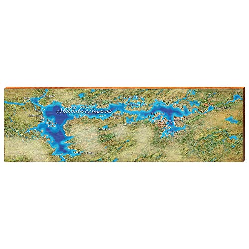 Stillwater Reservoir Map Home Decor Art Print on Real Wood