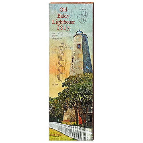 Old Baldy Bald Head Island Lighthouse Daytime Study Home Decor Art Print on Real Wood