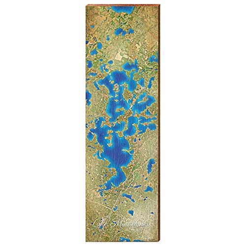 Lake Minnetonka Map Home Decor Art Print on Real Wood