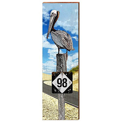 Florida Highway 98 Coastal Sign Home Decor Art Print on Real Wood