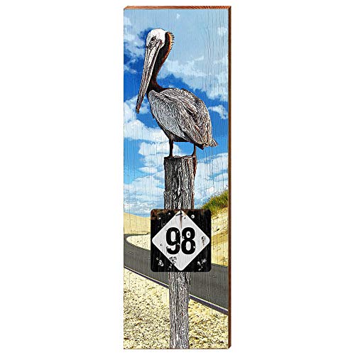 Florida Highway 98 Coastal Sign Home Decor Art Print on Real Wood