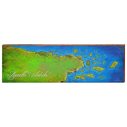 Apostle Islands, Wisconsin Map | Wall Art Print on Real Wood