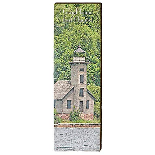 Grand Island East Channel Lighthouse Home Decor Art Print on Real Wood
