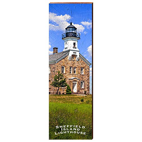 Sheffield Island Lighthouse Home Decor Art Print on Real Wood