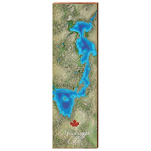 Mississippi Lake Map Canada Home Decor Art Print on Real Wood