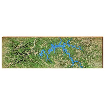 Dale Hollow Lake Horizontal Map Home Decor Art Print on Real Wood