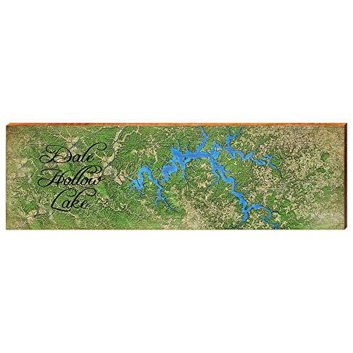 Dale Hollow Lake Horizontal Map Home Decor Art Print on Real Wood