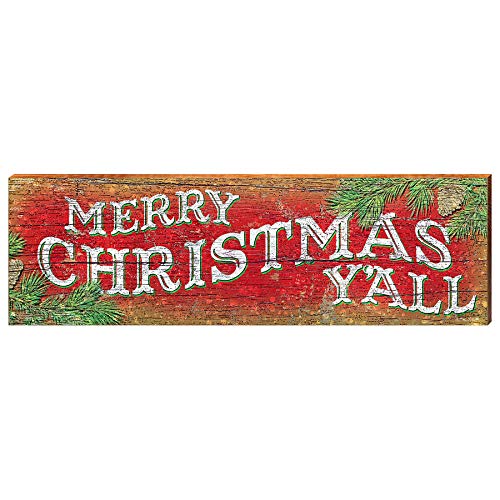 Merry Christmas Ya'll Home Decor Art Print on Real Wood