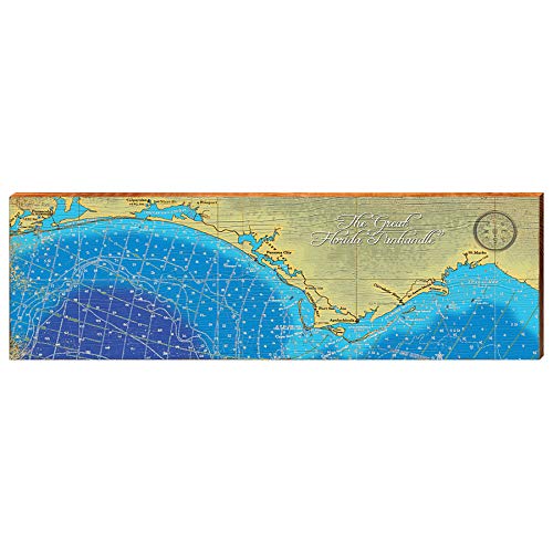 Florida Panhandle Map Home Decor Art Print on Real Wood