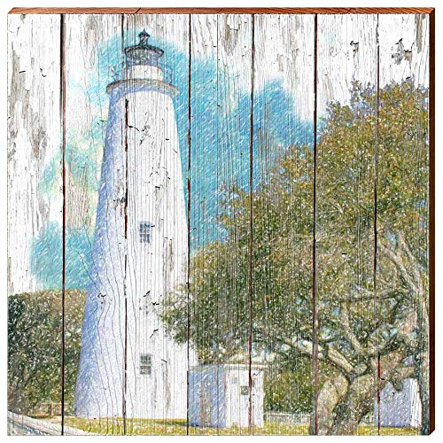 Ocracoke Lighthouse, North Carolina Wooden Sign | Wall Art Print on Re ...