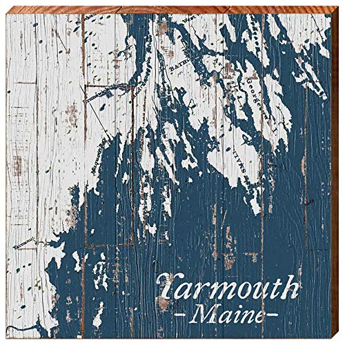 Yarmouth, Maine Shabby Map Home Decor Art Print on Real Wood