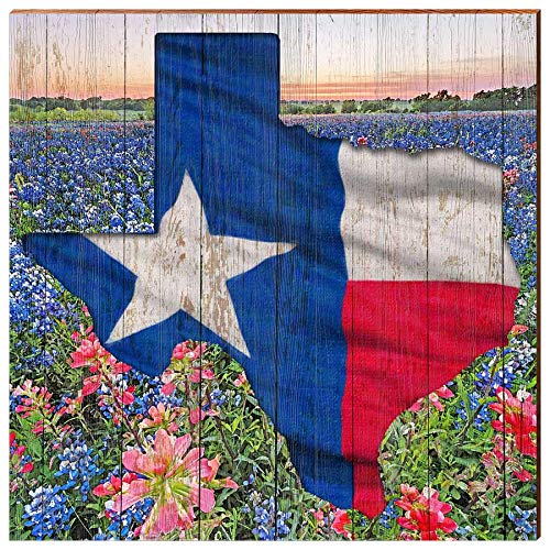 Texas State Flag Wooden Sign | Wall Art Print on Real Wood | Lone Star State Historical Vintage Rustic House Home Decor