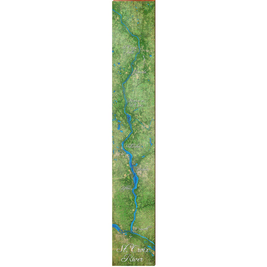 St. Croix River Color Map | Wall Art Print on Real Wood