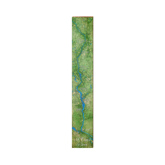 St. Croix River Map Sign | Wall Art Print on Real Wood