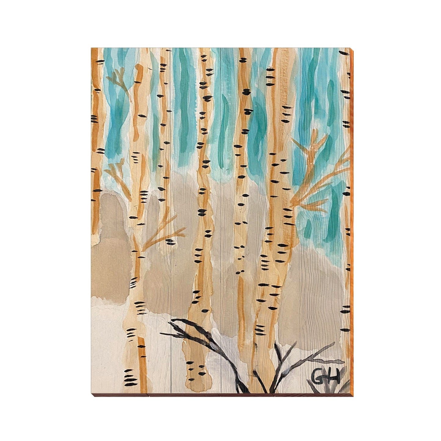 Birch Trees | Wall Art Print on Real Wood