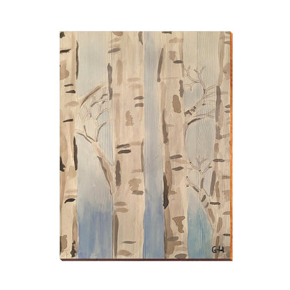 Winter Birch Trees | Wall Art Print on Real Wood