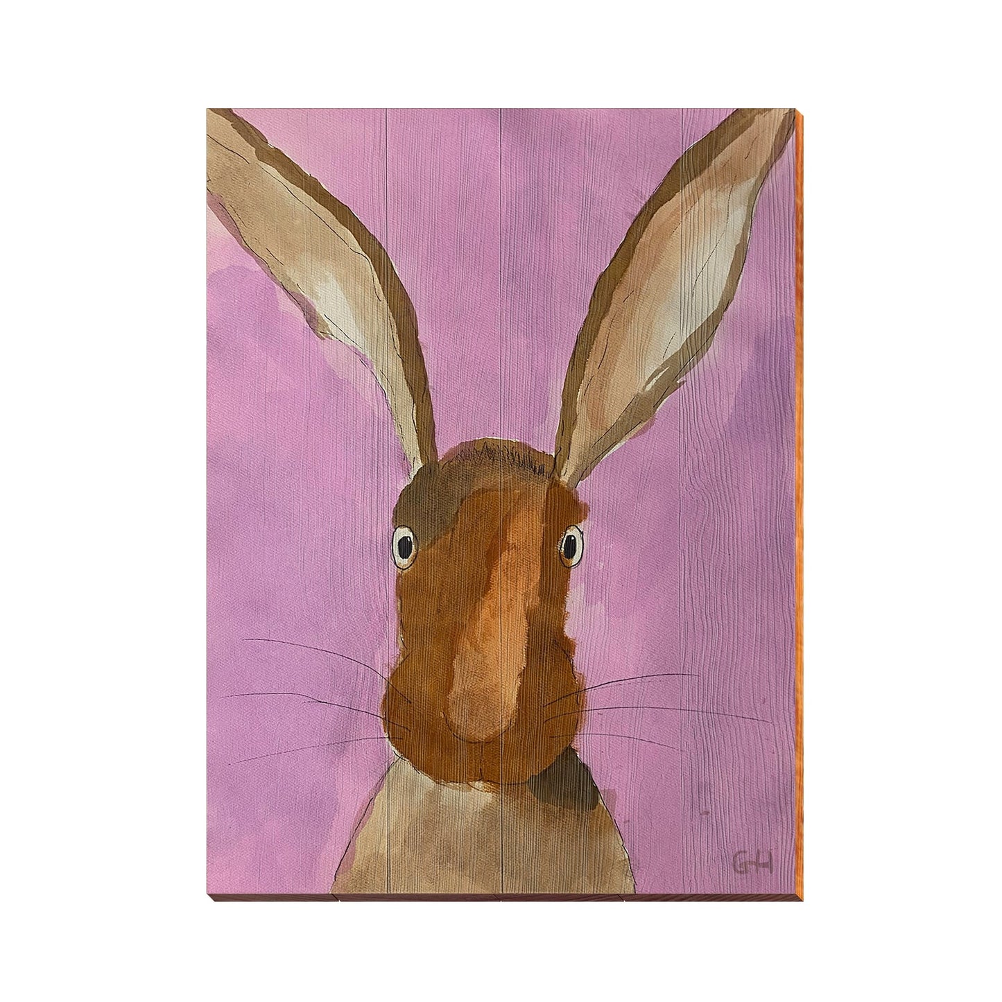 Purple Bunny Rabbit | Wall Art Print on Real Wood