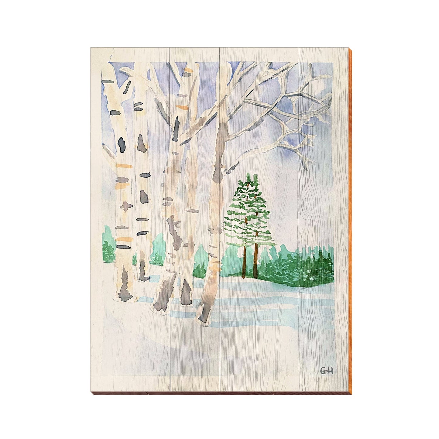 Winter Scene | Wall Art Print on Real Wood