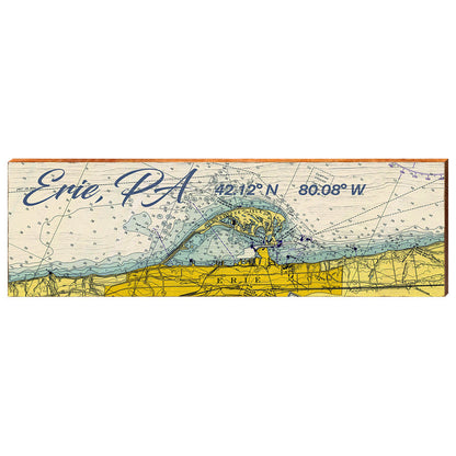 Presque Isle, Erie Pennsylvania Map Wooden Sign | Wall Art Print on Real Wood | Lake Erie Home Decor