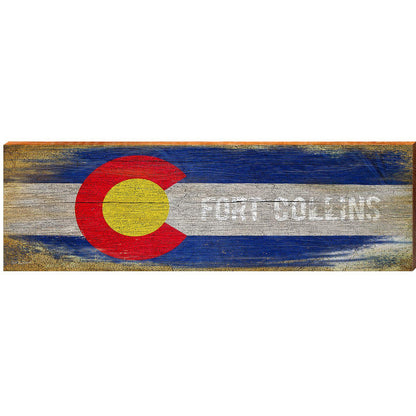 Fort Collins Colorado Flag | Wall Art Print on Real Wood