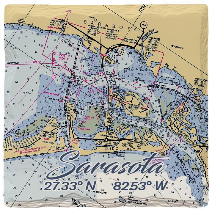 Sarasota NOAA Chart Coaster