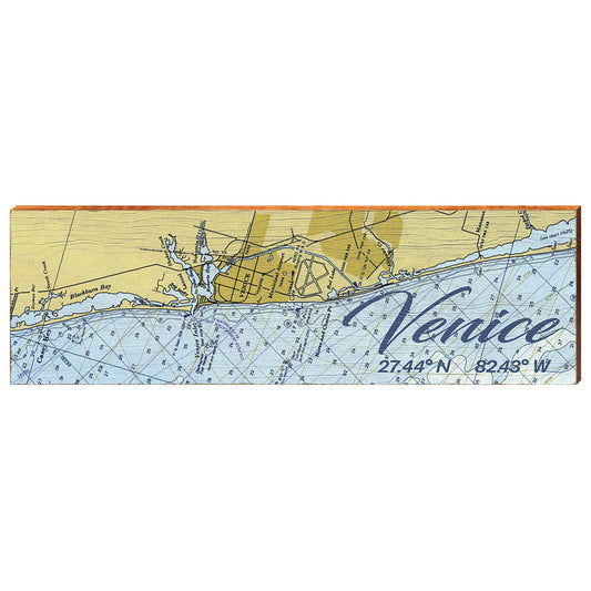 Venice, Florida Latitude Longitude Map Wooden Sign | Wall Art Print on Real Wood