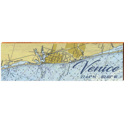 Venice, Florida Latitude Longitude Map Wooden Sign | Wall Art Print on Real Wood