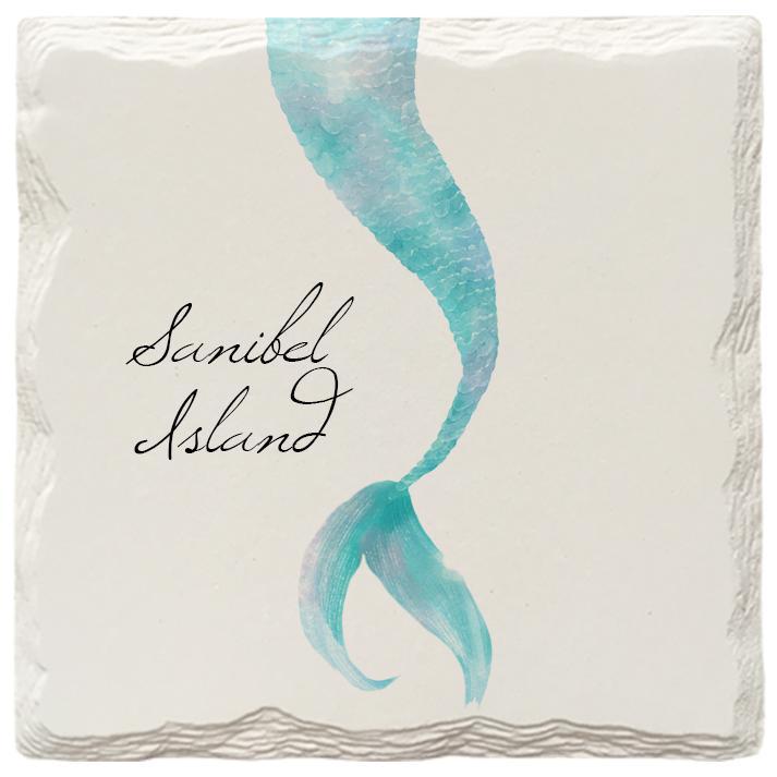 Sanibel Island Mermaid Tail | Absorbent Ceramic Drink Coaster