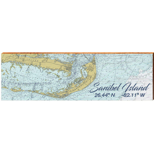 Sanibel Island, Florida Latitude Longitude Map Wooden Sign | Wall Art Print on Real Wood