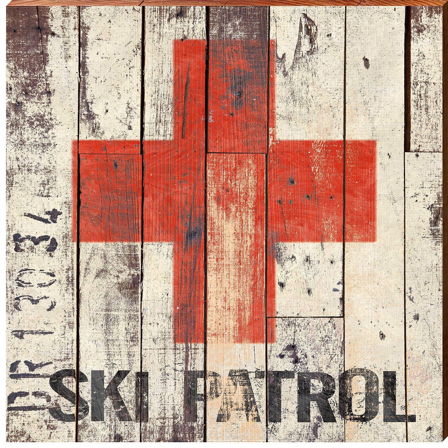 Ski Patrol Home Decor Art Print on Real Wood