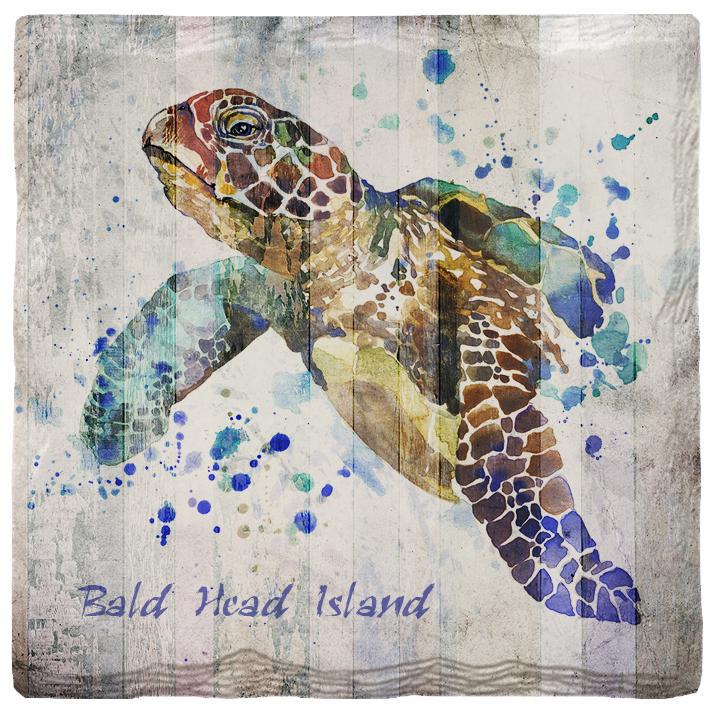 Bald Head Island Watercolor Sea Turtle | Absorbent Ceramic Drink Coaster