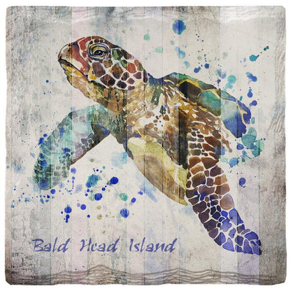 Bald Head Island Watercolor Sea Turtle | Absorbent Ceramic Drink Coaster