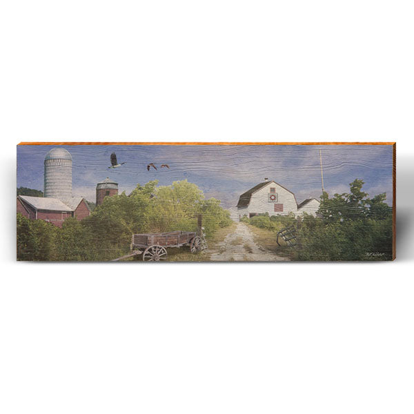 Old White Barn | Wall Art Print on Real Wood
