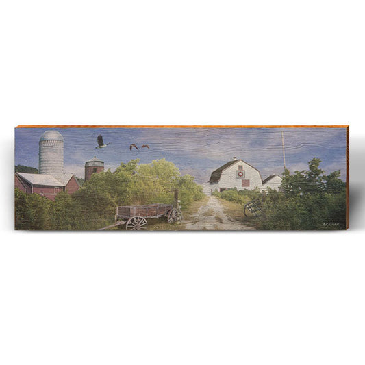 Old White Barn | Wall Art Print on Real Wood