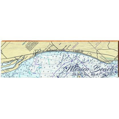 Mexico Beach, Florida Latitude Longitude Map Wooden Sign | Wall Art Print on Real Wood