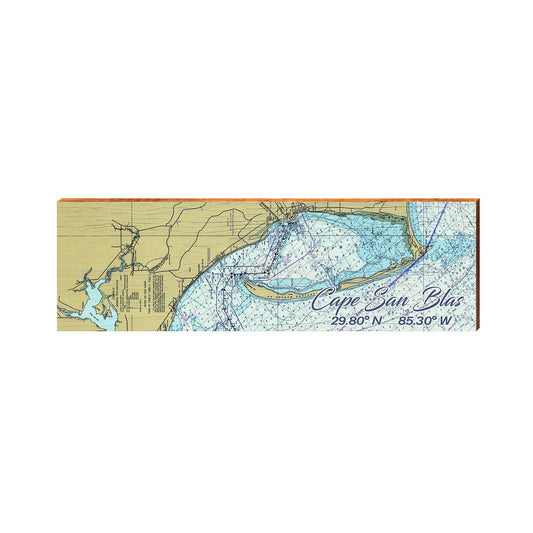 Cape San Blas, Florida Map | Wall Art Print on Real Wood