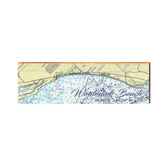 Windmark Beach NOAA Chart Map | Wall Art Print on Real Wood