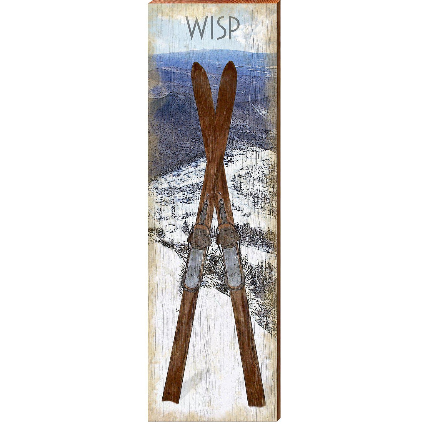 Wisp Ski Resort, Maryland Crossed Ski Wooden Sign | Wall Art Print on Real Wood