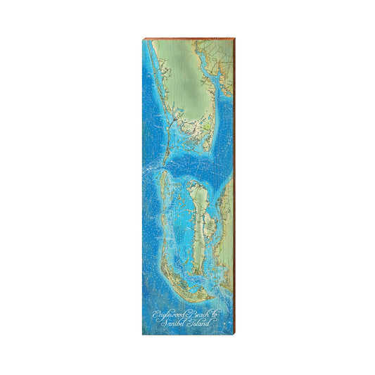 Sanibel Island, Florida Map Sign | Wall Art Print on Real Wood