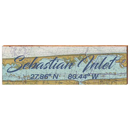 Sebastian Inlet, Florida Latitude Longitude Wooden Sign | Wall Art Print on Real Wood